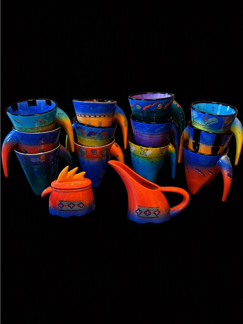 Vintage Brendan Adams New Zealand Studio Pottery 14-Piece Set.